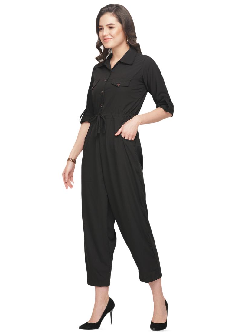 tie front solid jumpsuit  - 16843956 -  Standard Image - 1