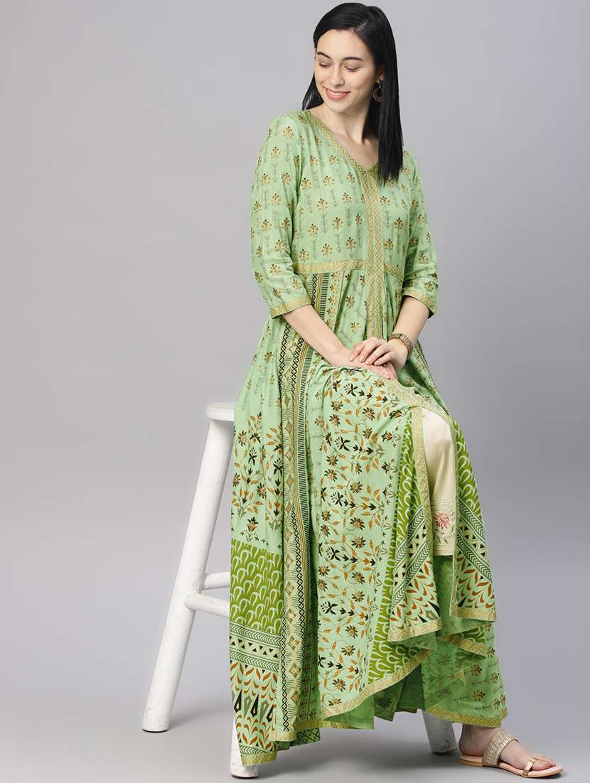 foil print flared kurta