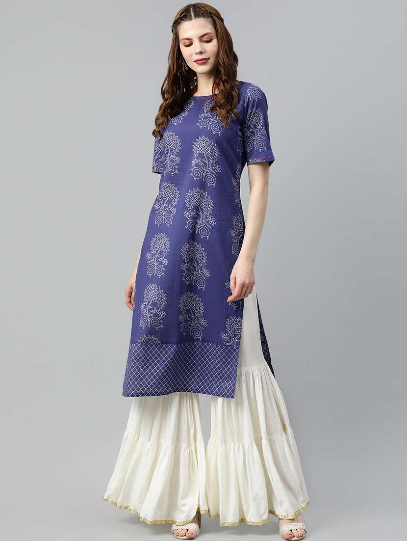 printed straight kurta