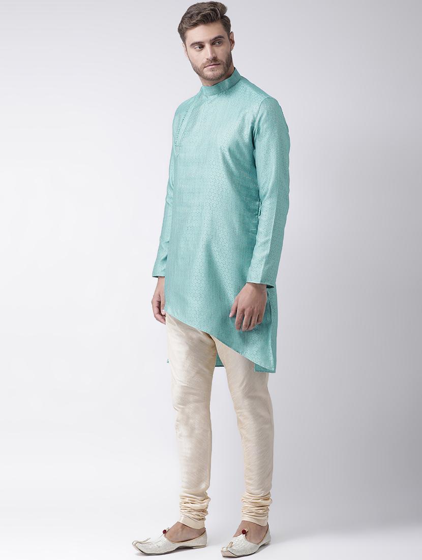 blue jacquard kurta pyjama set - 16847924 -  Standard Image - 1