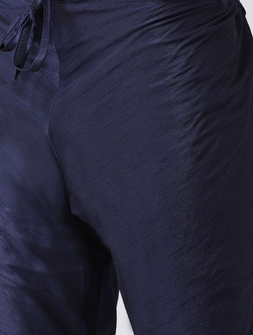 navy blue jacquard kurta pyjama set - 16847926 - Standard Image - 4