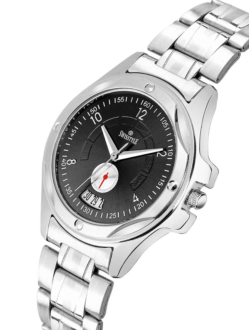 swisstyle date and day dial silver analogue watches for women-ss-lr111-blk-ch - 16847995 -  Standard Image - 1