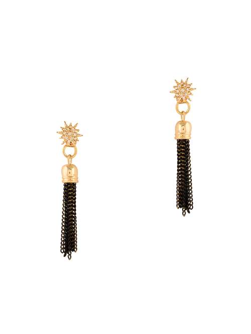 brown gold metal drop earring - 16848044 - Standard Image - 0