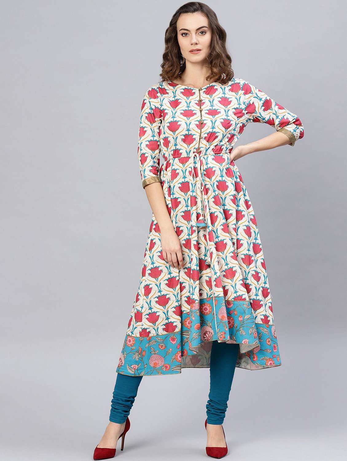printed high low kurta
