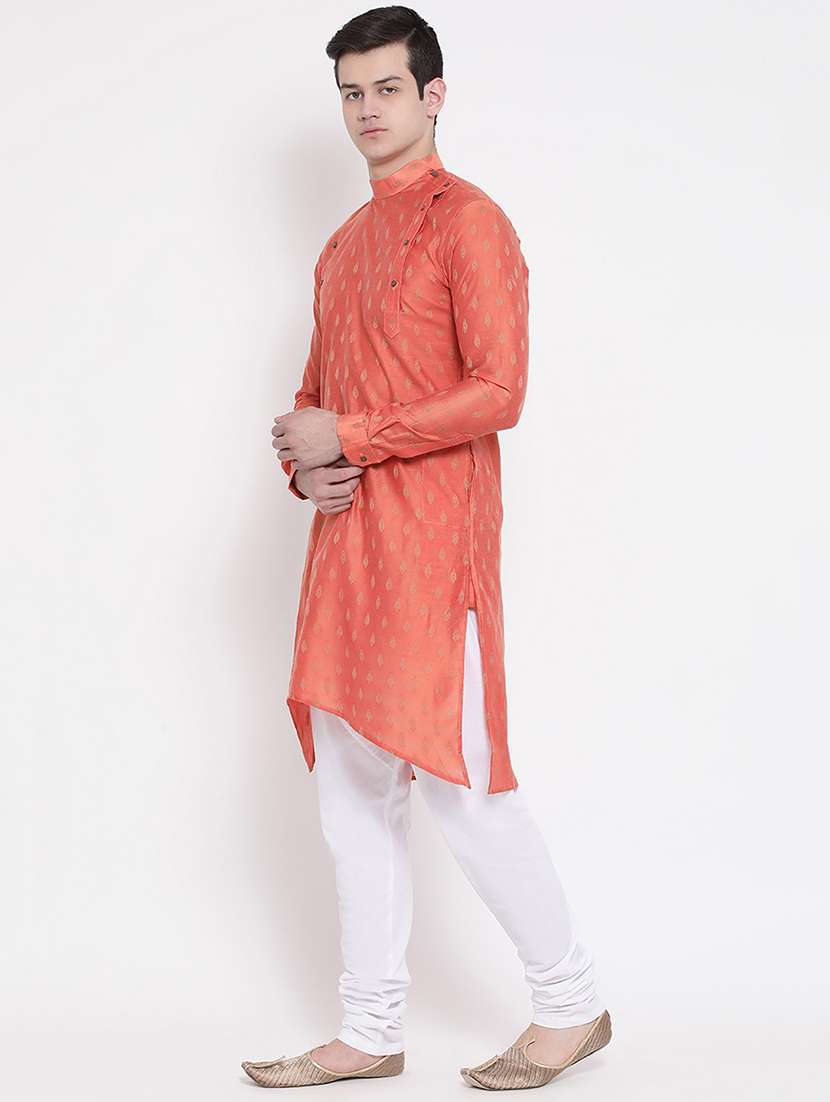 men self design mandarin neck asymmetric kurta - 16848362 -  Standard Image - 1
