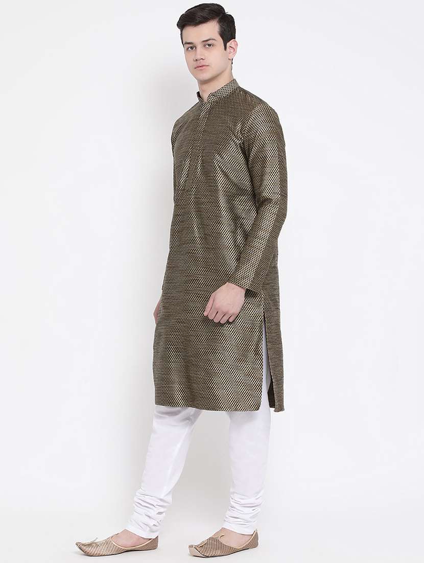 men geometric kurta churidar ethnic wear set - 16848383 - Standard Image - 1
