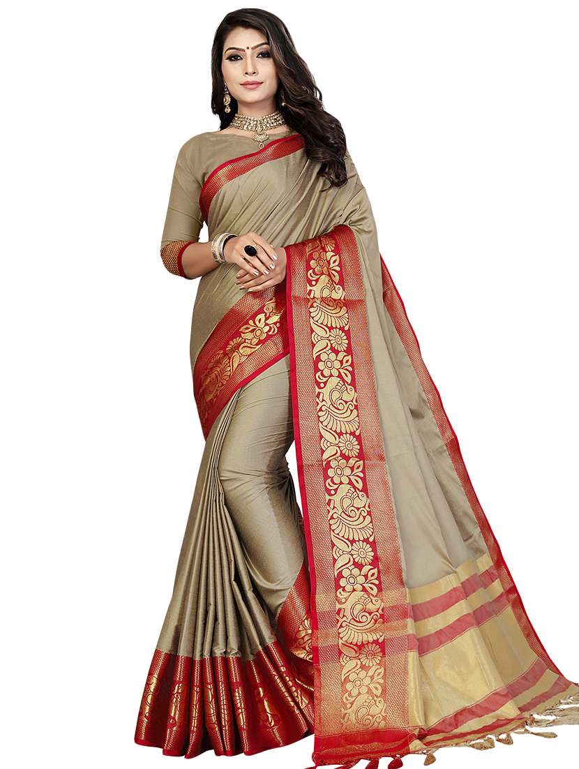 solid bordered saree with blouse