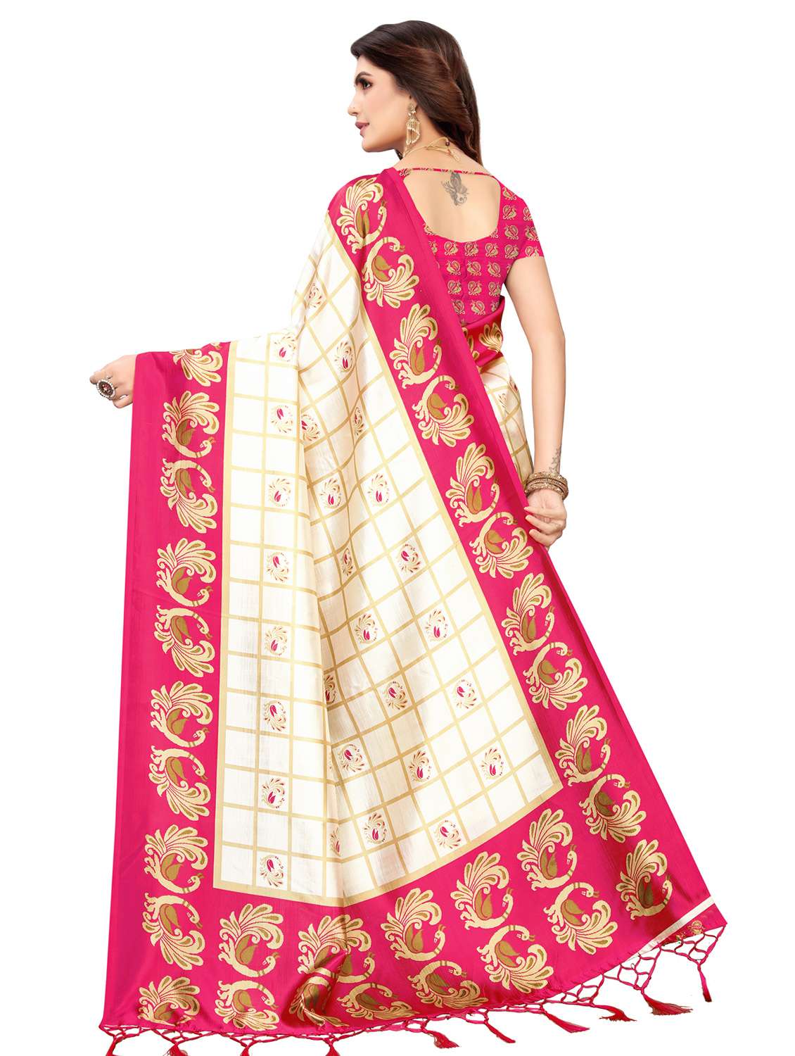 women's self design cream colored saree - 16850300 -  Standard Image - 1