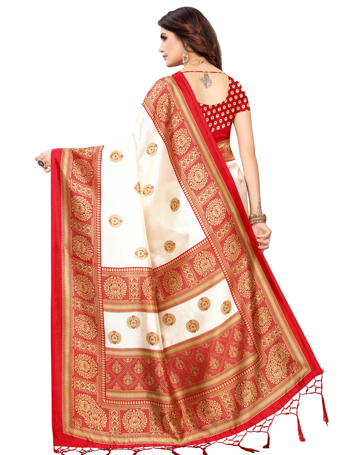 women's self design cream colored saree with blouse - 16850307 - Standard Image - 1