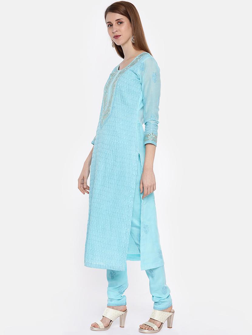 chikankari unstitched churidaar suit set  - 16850512 -  Standard Image - 1
