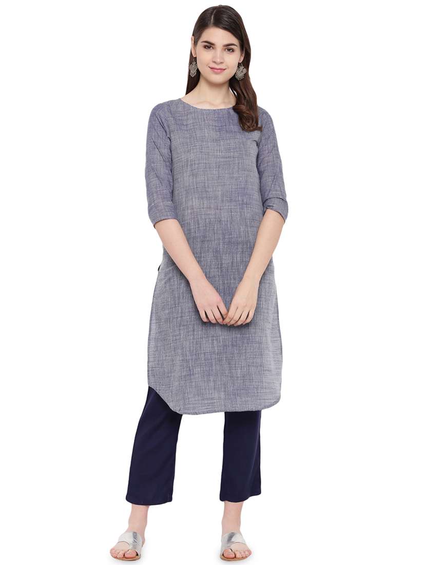 solid kurta pant set