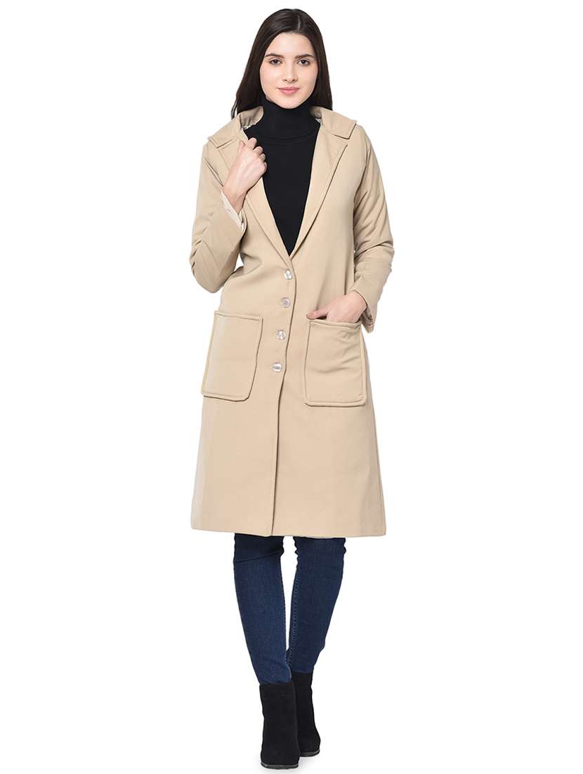 beige front pocket trench coat 