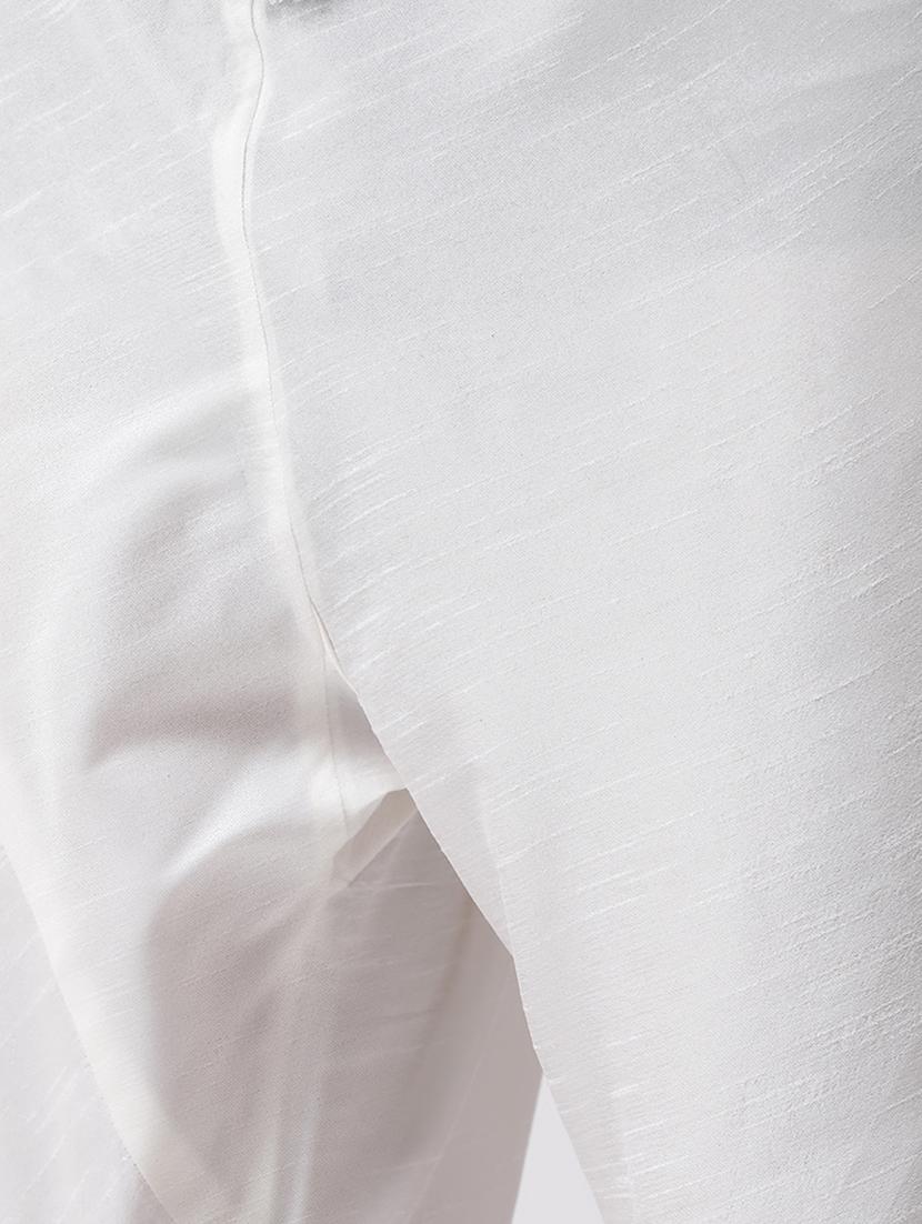 white silk blend kurta pyjama set with pink solid nehru jacket - 16856885 - Standard Image - 4