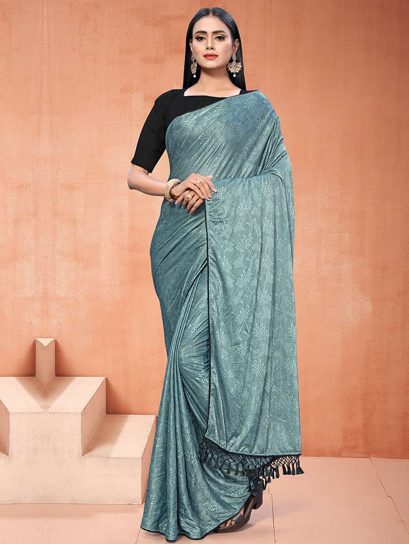 floral printed saree with blouse