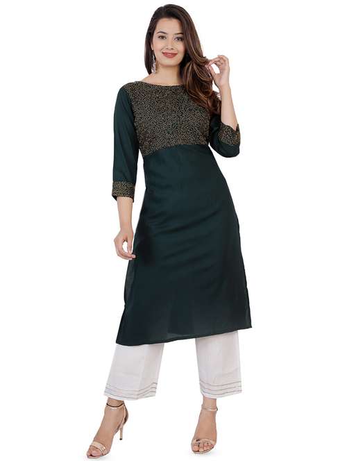 embroidered straight kurta - 16859449 -  Standard Image - 0