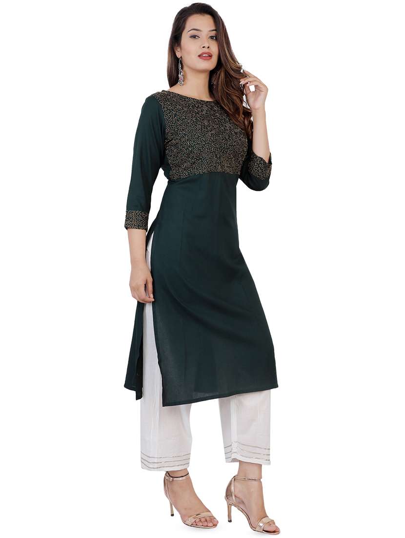 embroidered straight kurta - 16859449 -  Standard Image - 1