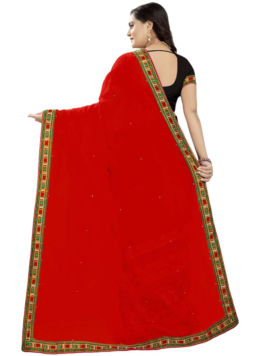 women's self design red colored saree with blouse - 16859713 -  Standard Image - 1
