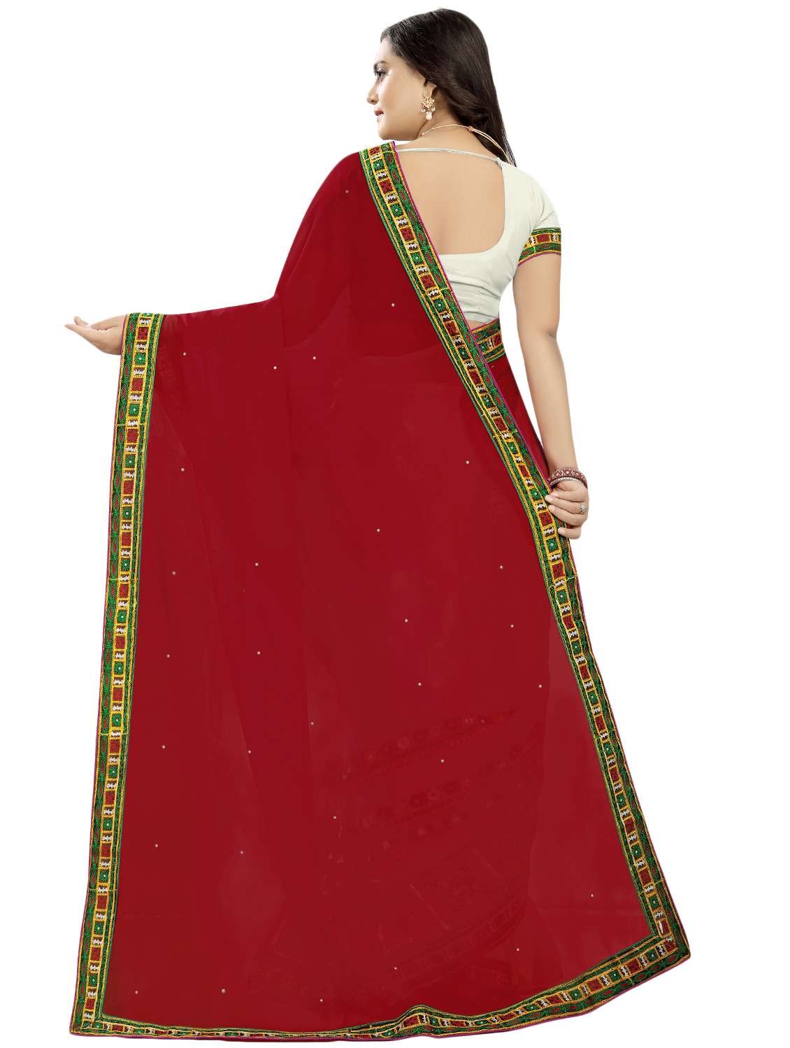 women's self design maroon colored saree with blouse - 16859715 -  Standard Image - 1