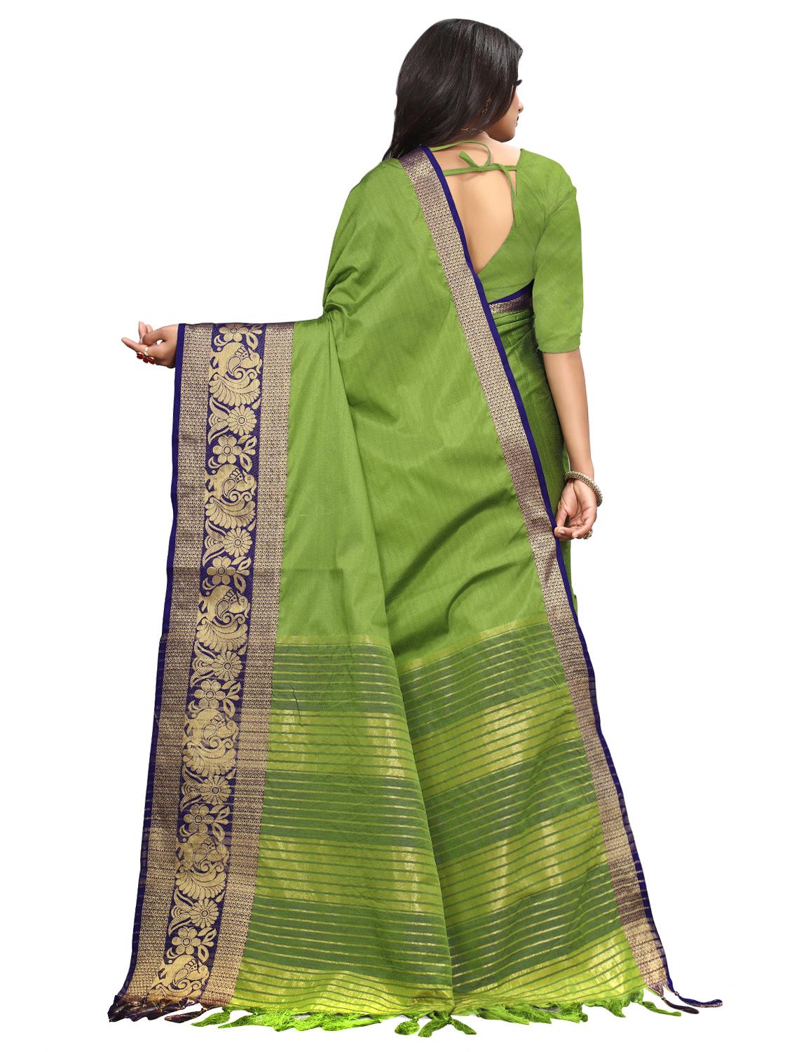 women's bordered green colored saree with blouse - 16860277 - Standard Image - 1