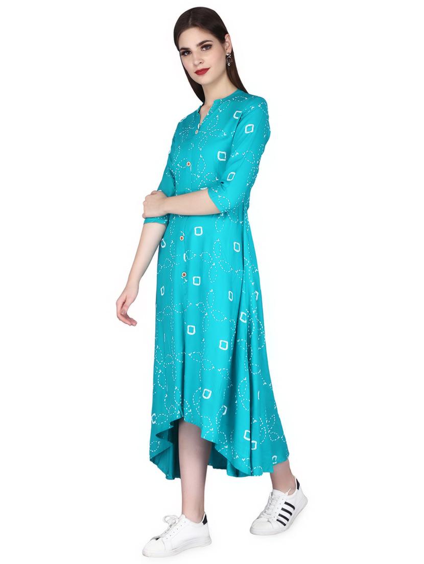 printed asymmetric ethnic dress - 16860315 - Standard Image - 1