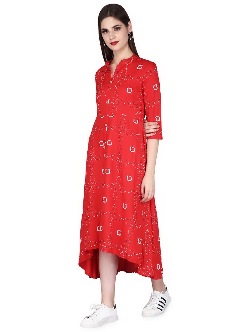 printed asymmetric ethnic dress - 16860316 - Standard Image - 1
