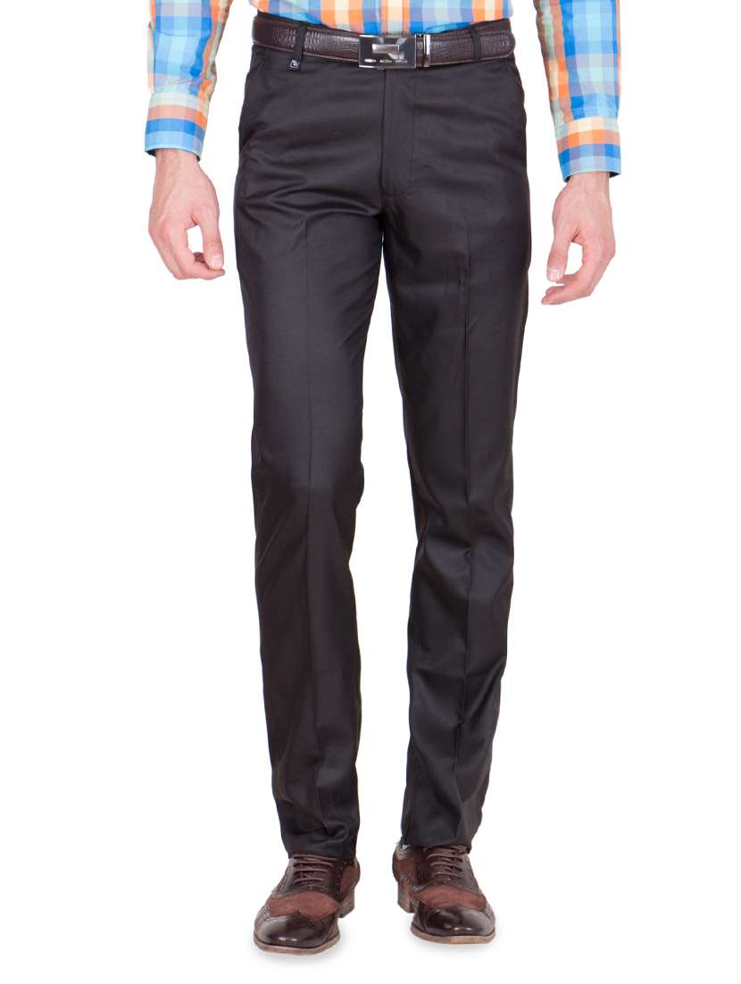 black solid flat front formal trouser