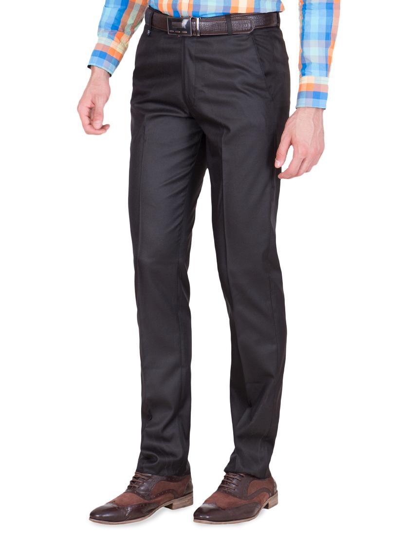 black solid flat front formal trouser - 16860357 -  Standard Image - 1