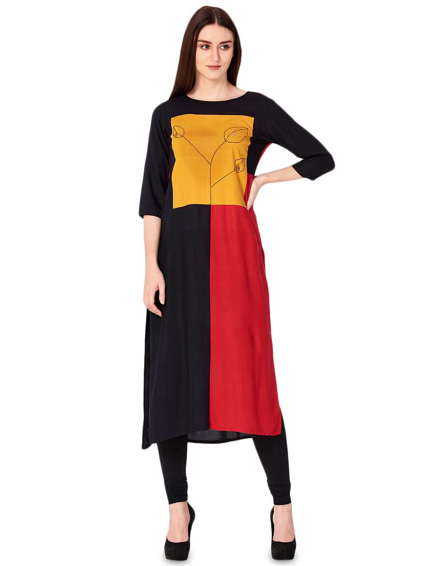 color block straight kurta
