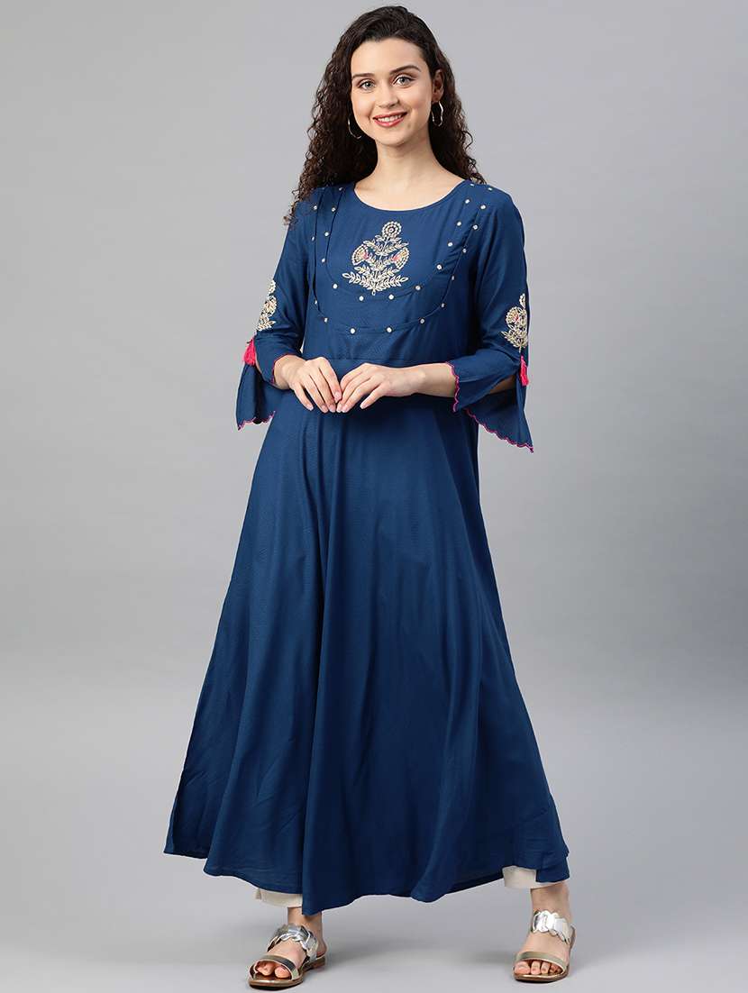 embroidered flared kurta