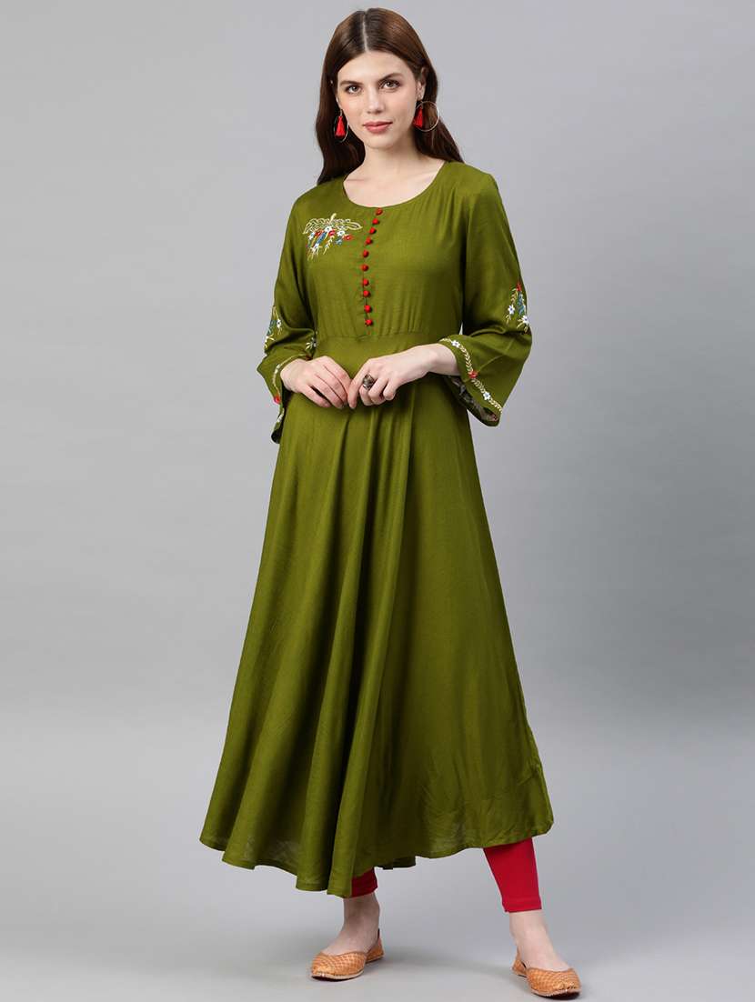 embroidered flared kurta