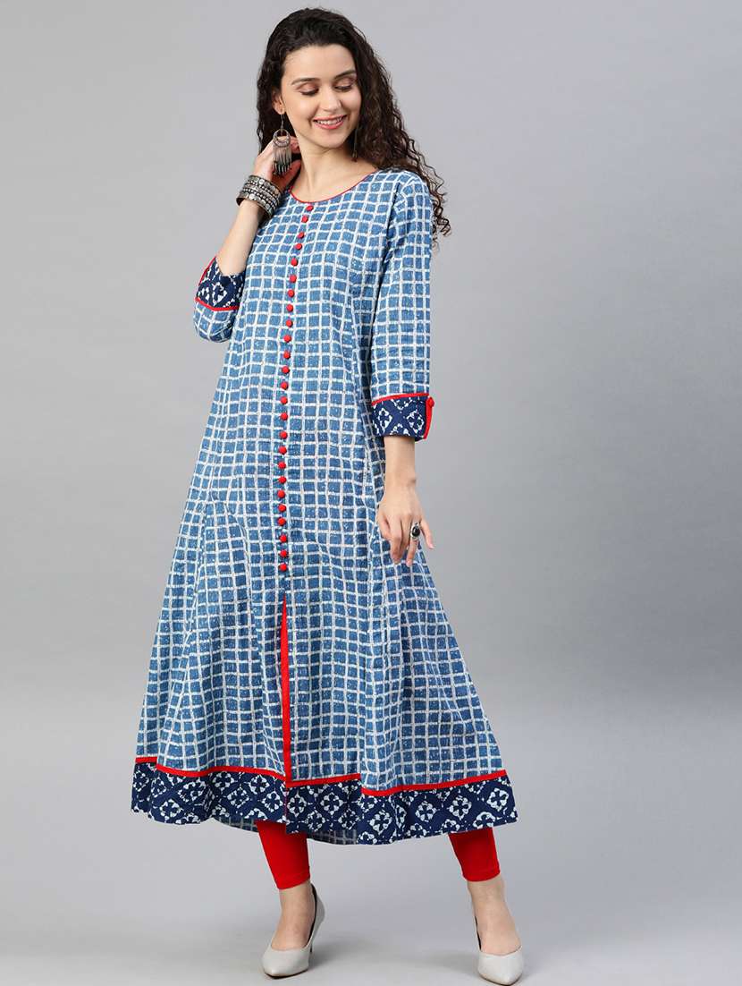 checkered flared kurta