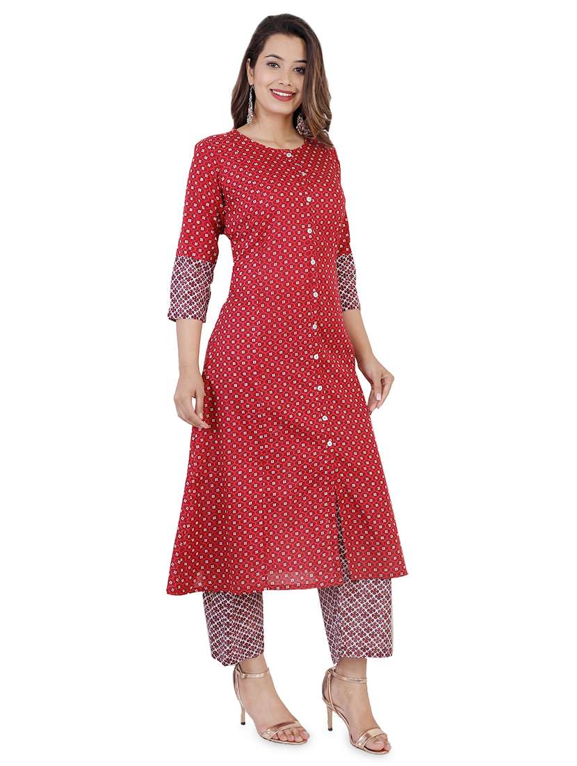maroon cotton aline kurta - 16861995 -  Standard Image - 1