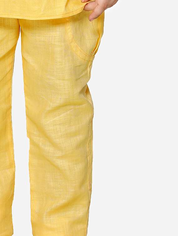 yellow cotton kurta sets - 16863762 - Standard Image - 4