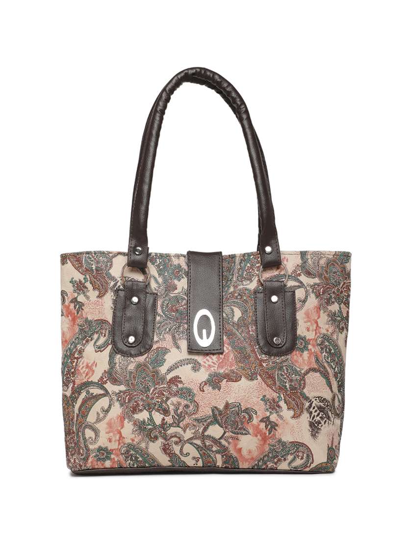 beige leatherette regular handbag