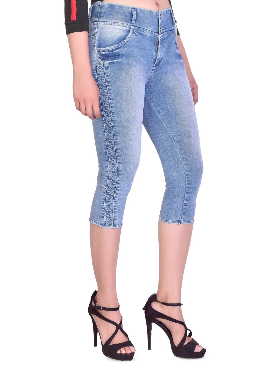 high rise denim capri - 16864344 - Standard Image - 1