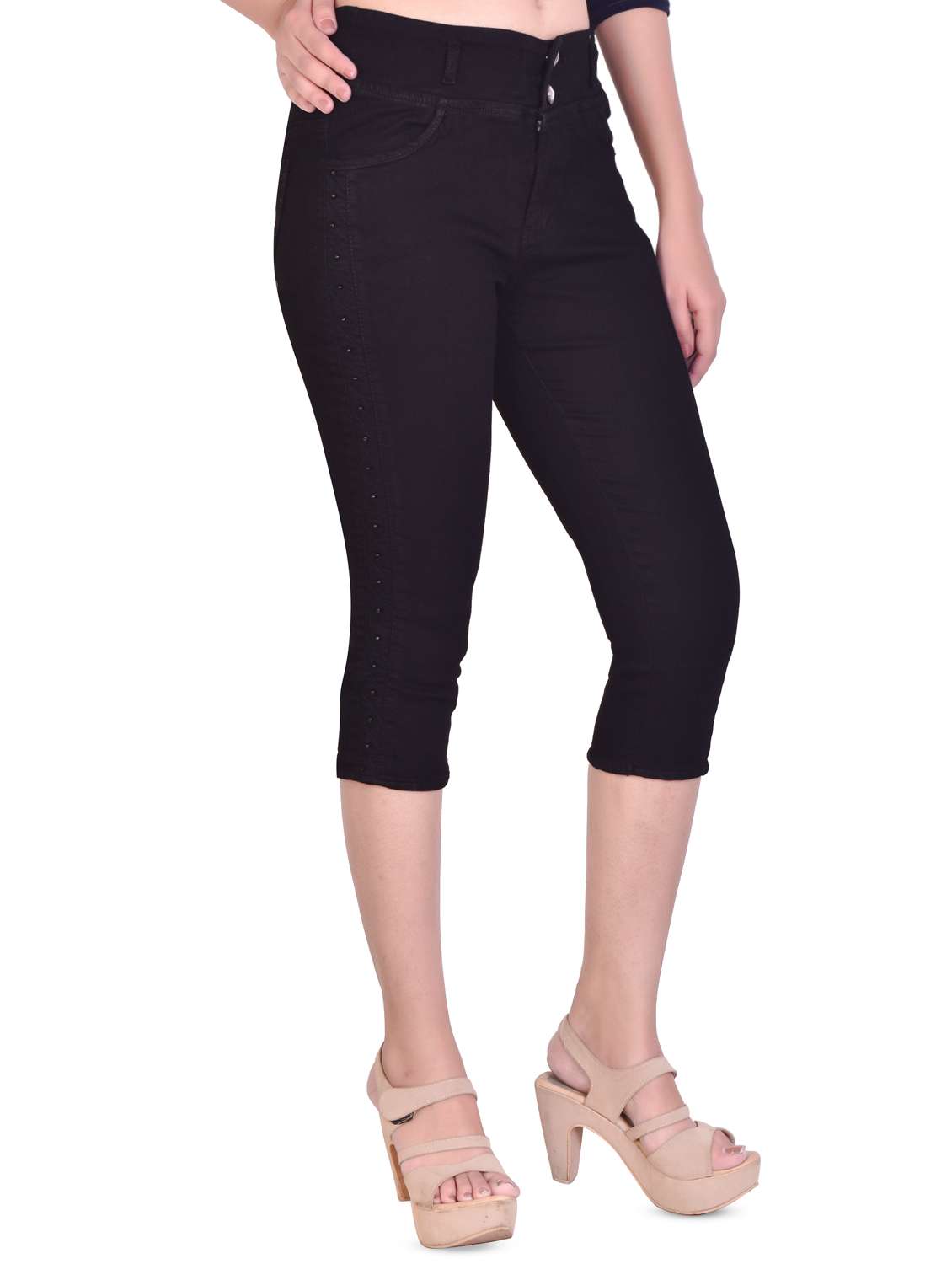 high rise denim capri - 16864345 -  Standard Image - 1