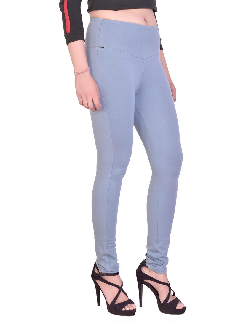 light blue solid mid rise full length jegging - 16864370 - Standard Image - 1