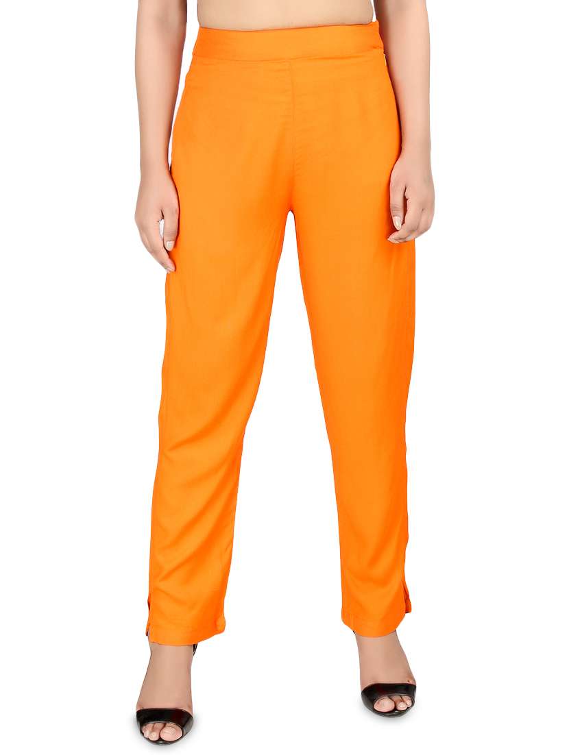 women solid high rise cigarette pants 