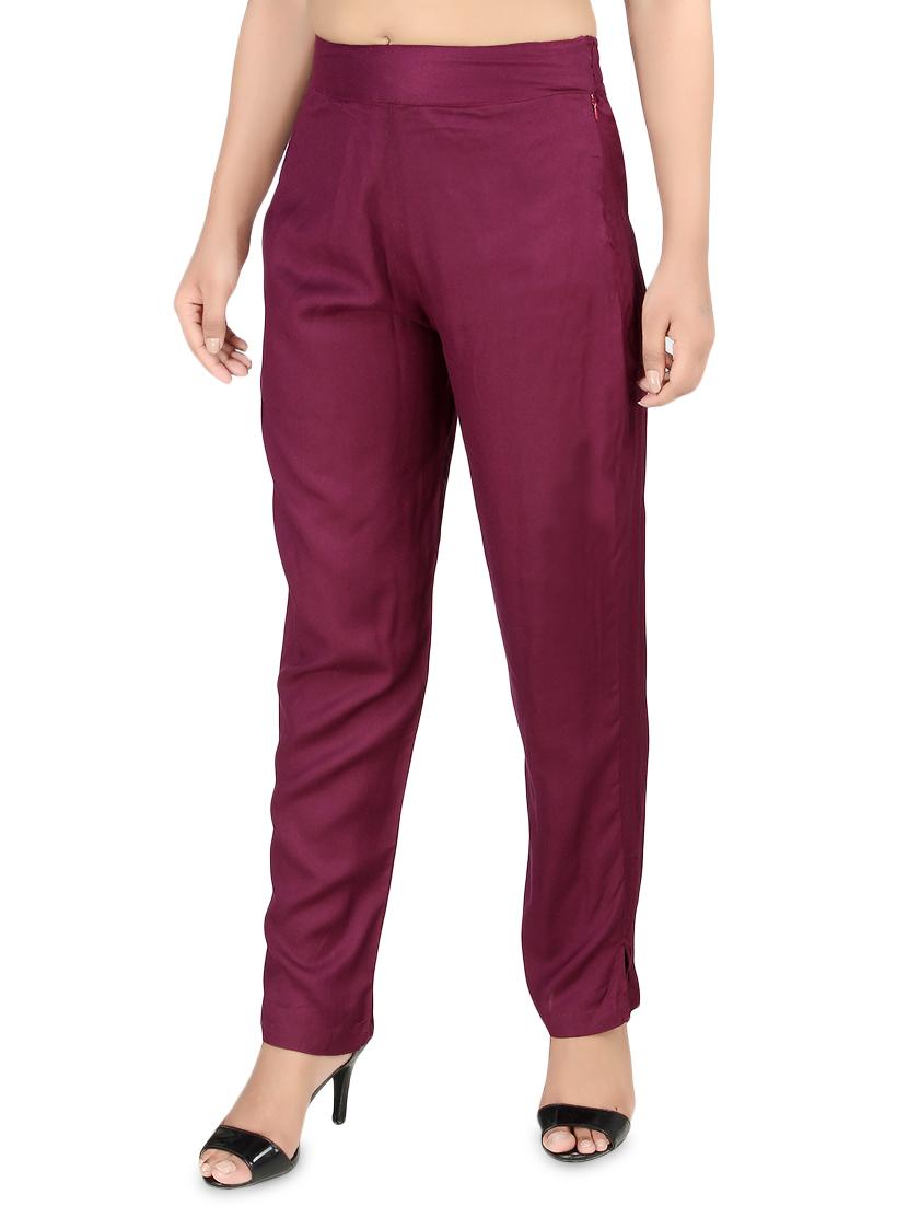 women solid high rise cigarette pants - 16864610 - Standard Image - 1