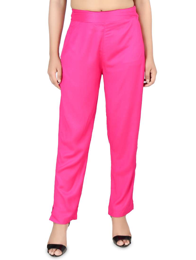 women solid high rise cigarette pants 