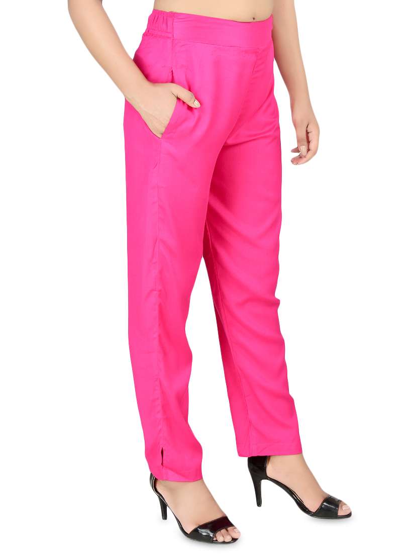 women solid high rise cigarette pants - 16864614 - Standard Image - 1