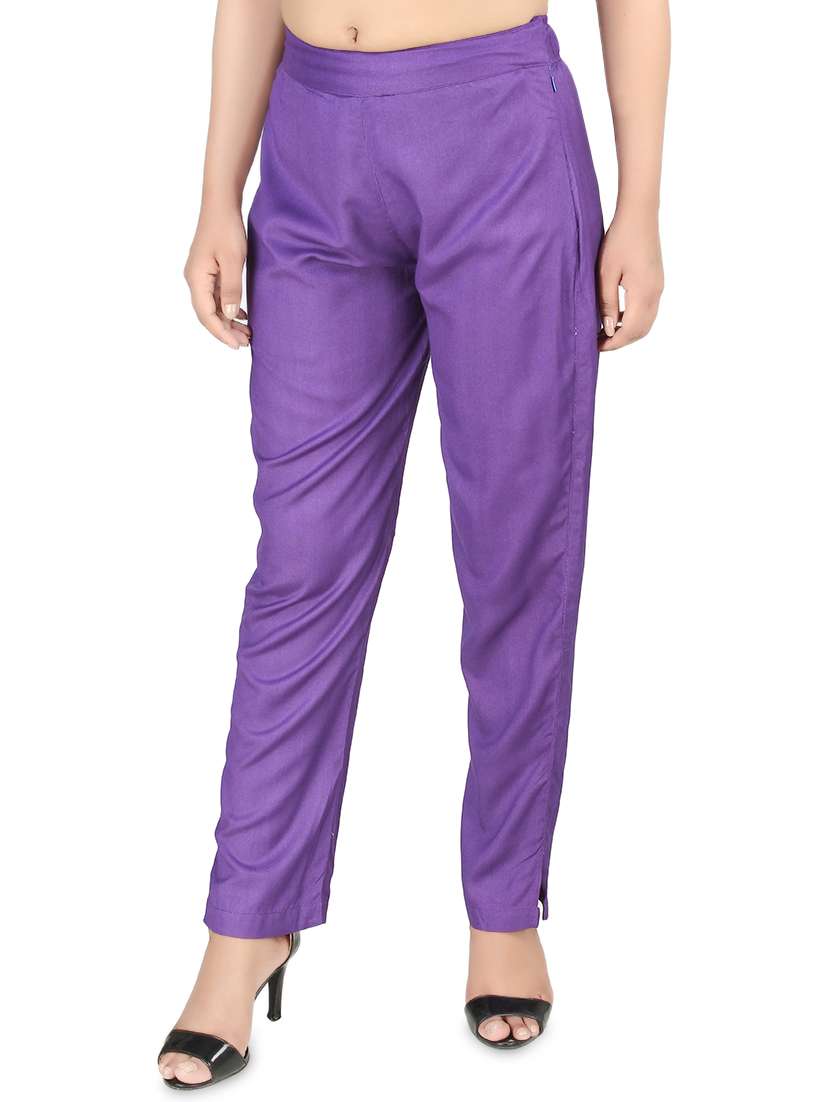 women solid high rise cigarette pants  - 16864615 -  Standard Image - 1
