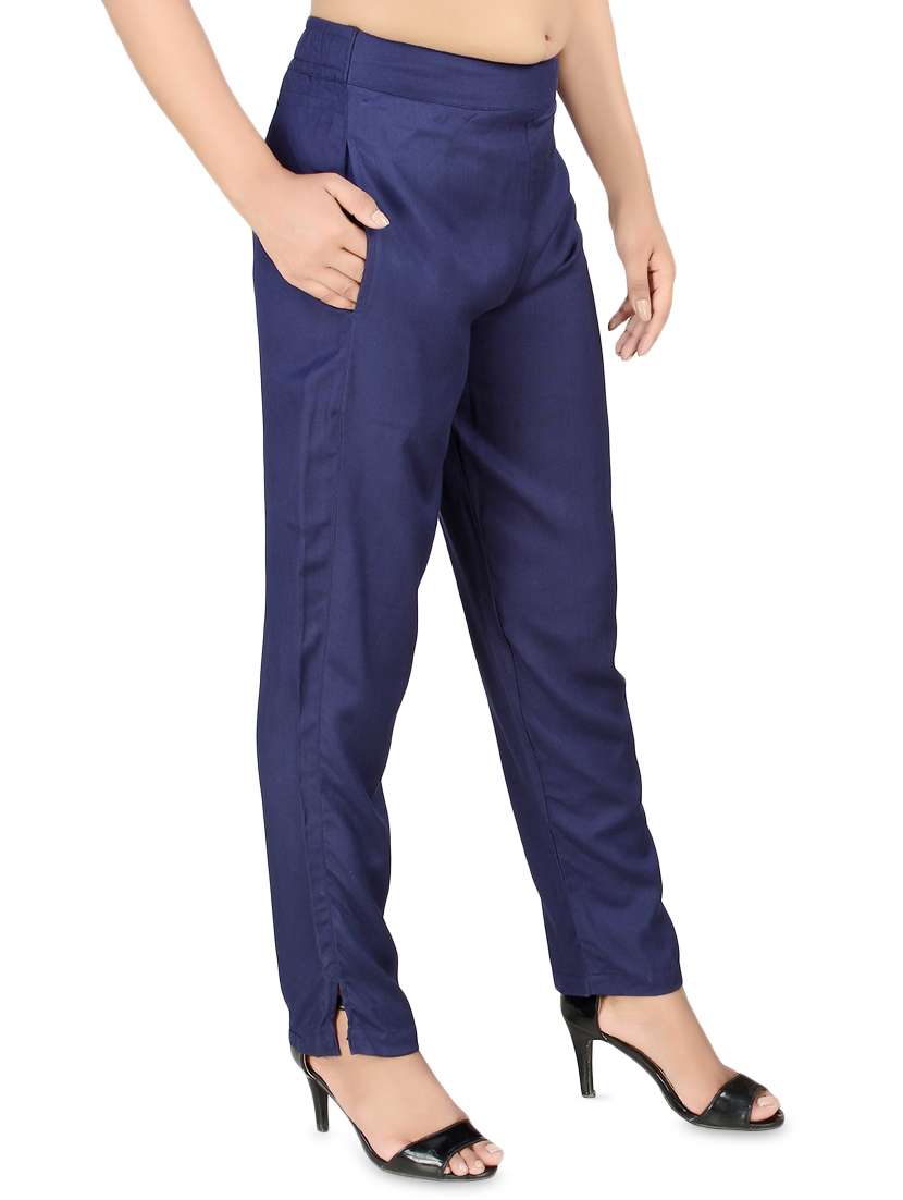 women solid high rise cigarette pants  - 16864619 -  Standard Image - 1