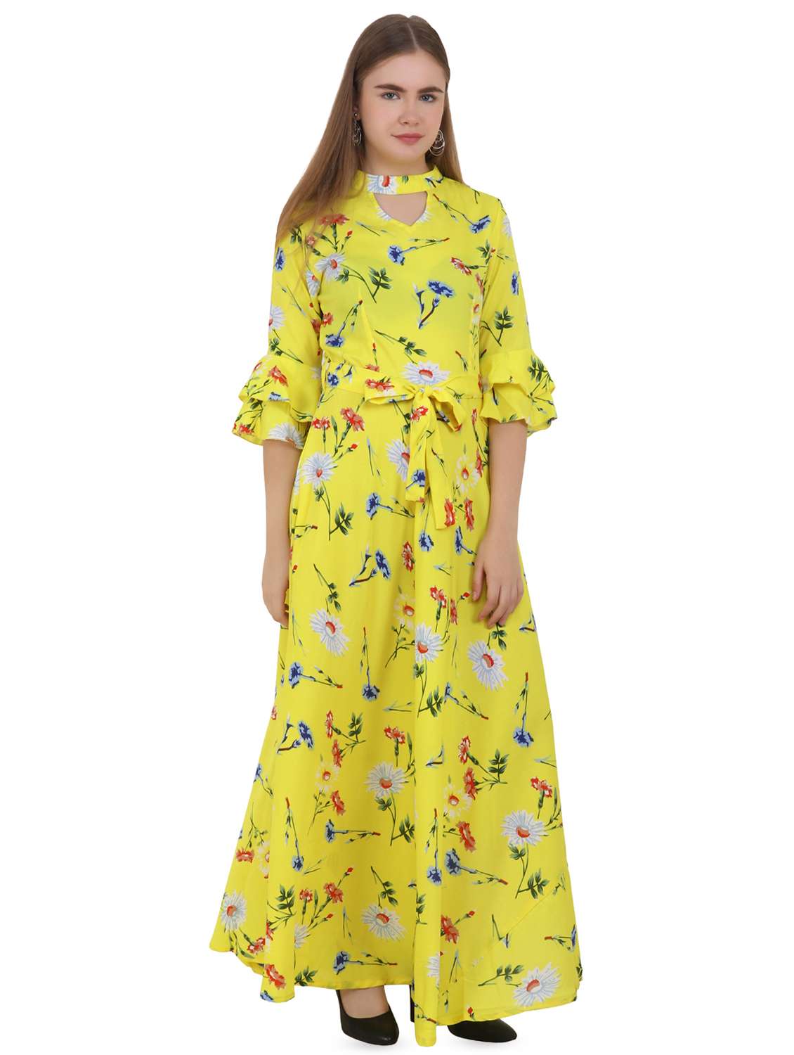 tie front floral maxi dress - 16864921 -  Standard Image - 1