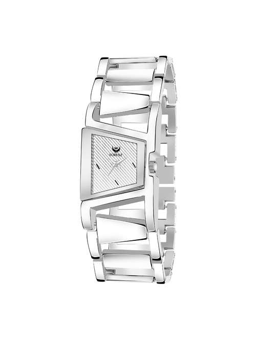 lorenz analogue white dial silver chain bracelet watch for women | watch for girls- as-73a