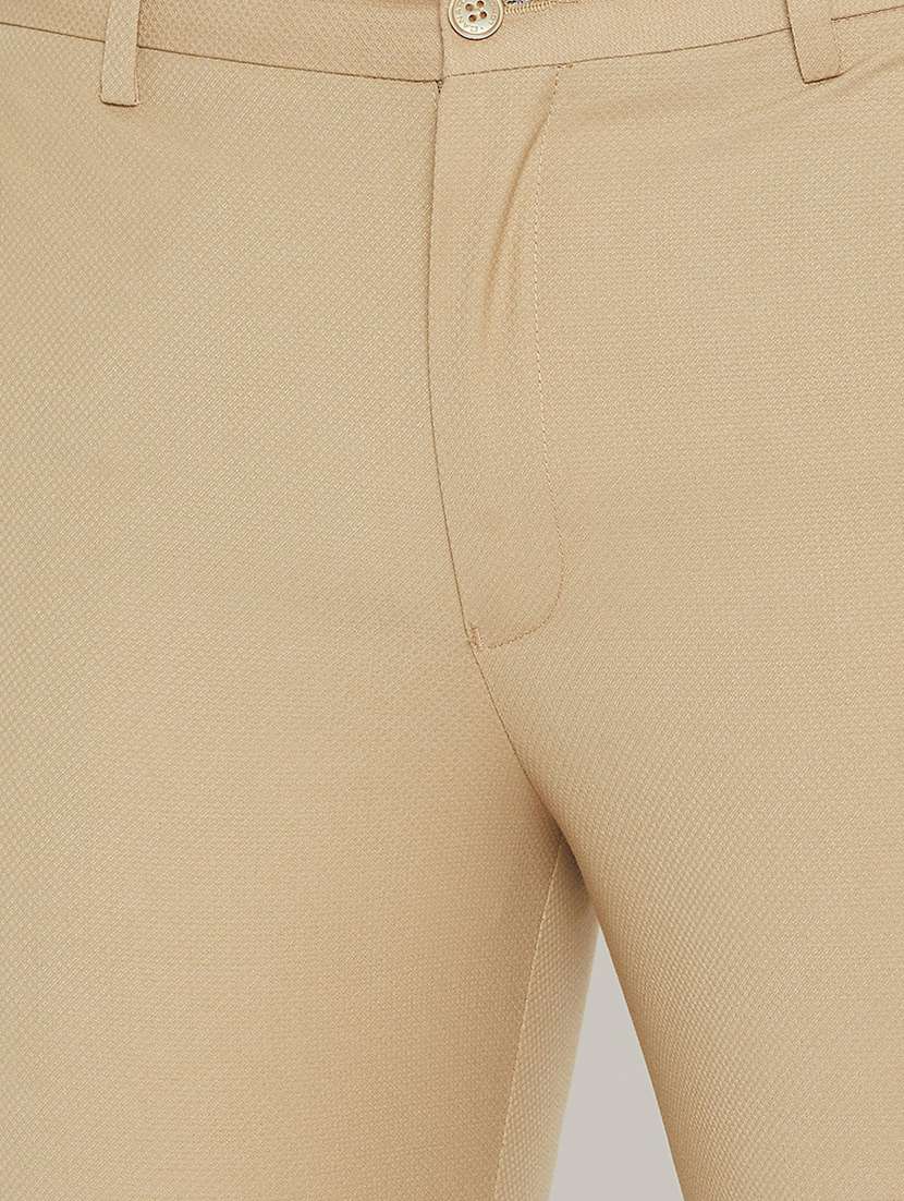 beige solid flat front formal trouser - 16865297 - Standard Image - 4