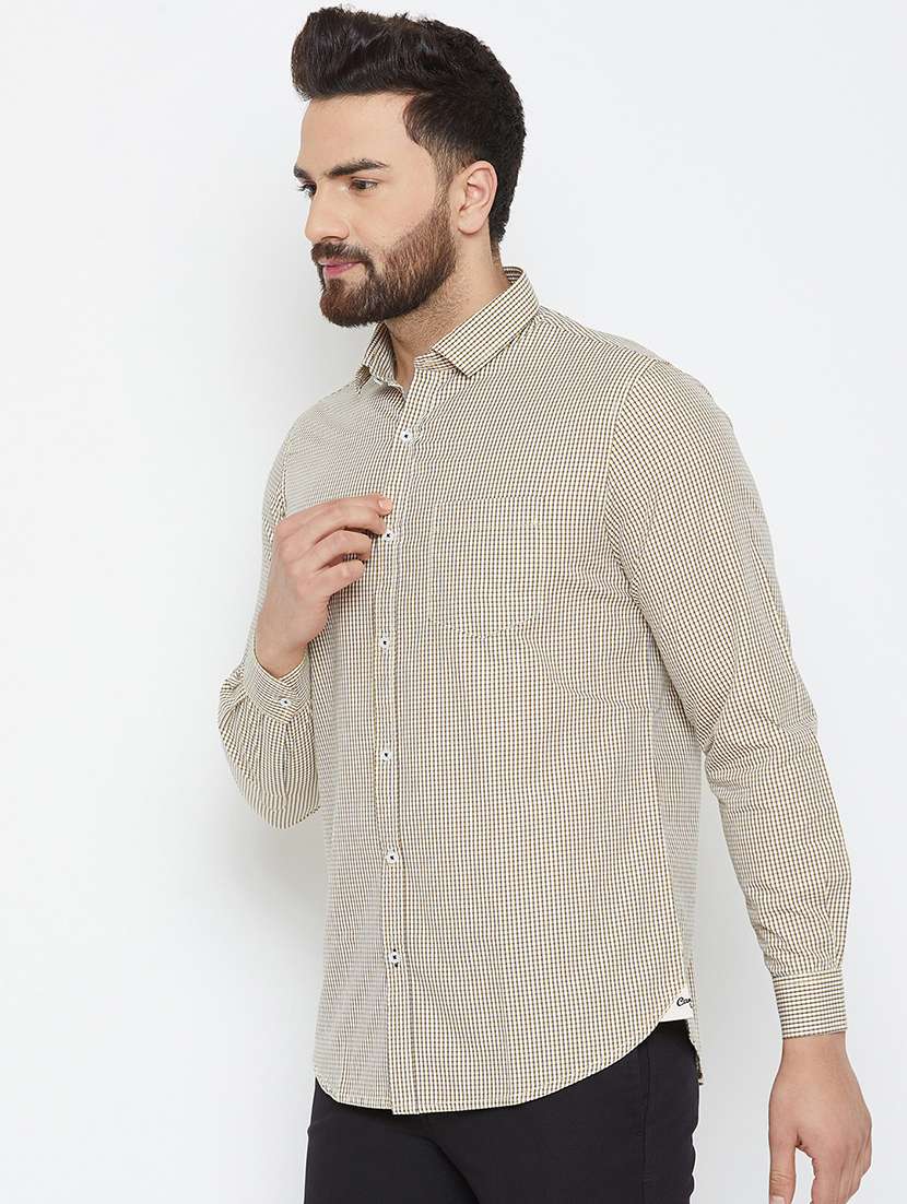 yellow checkered casual shirt - 16865307 - Standard Image - 1