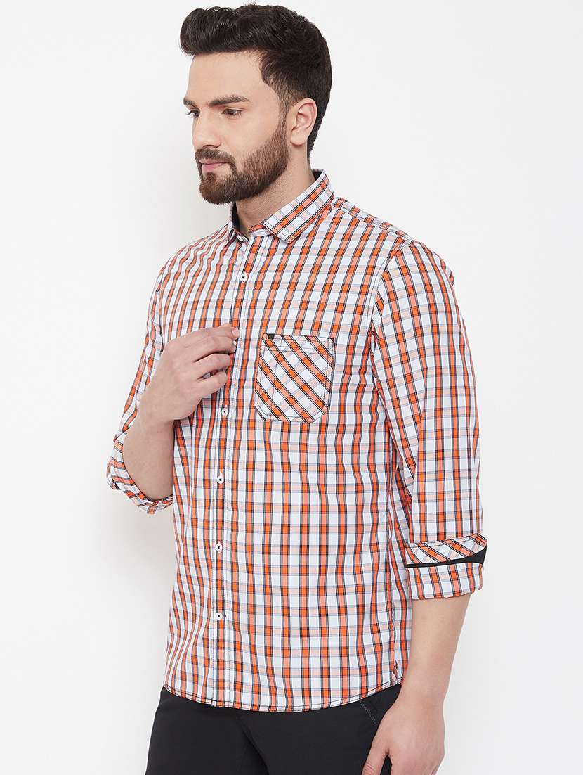 orange checkered casual shirt - 16865309 -  Standard Image - 1