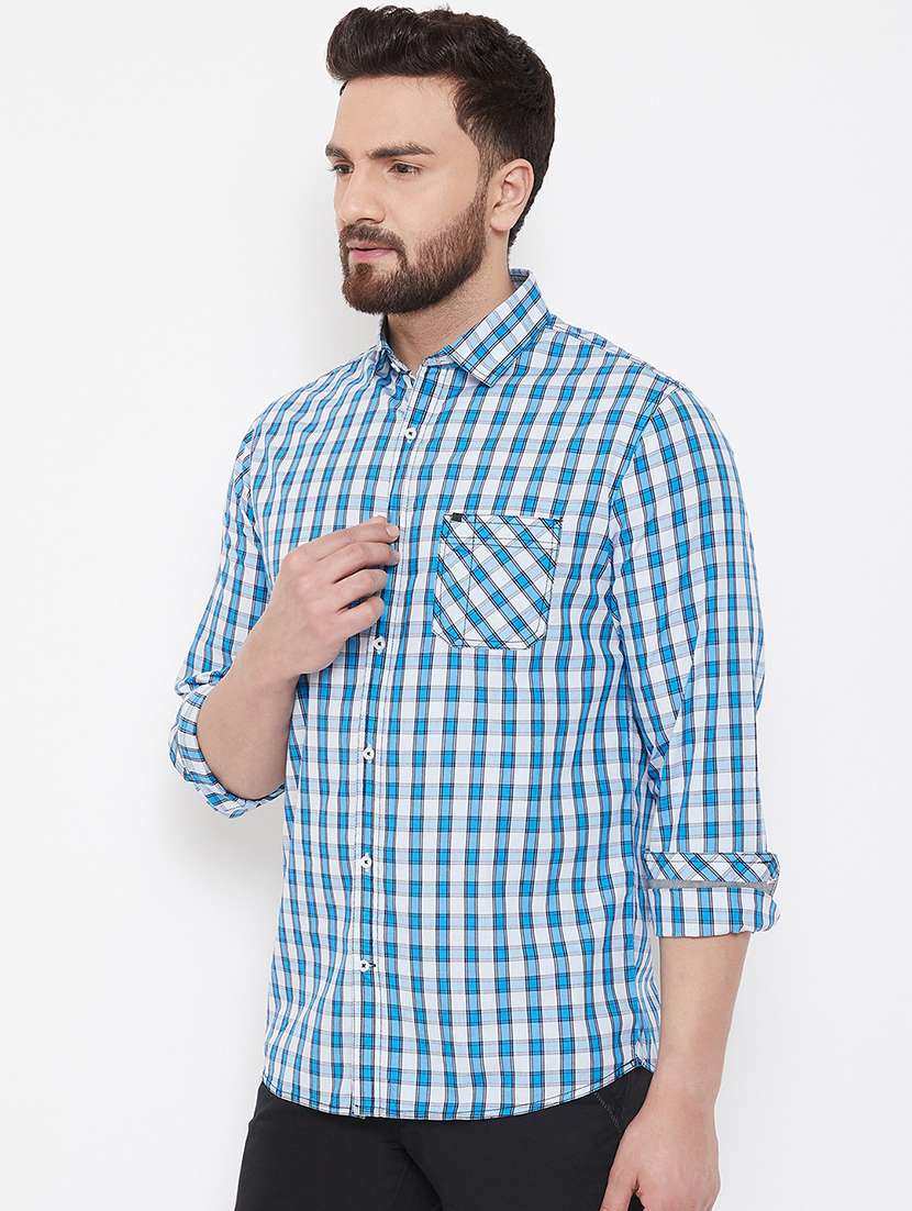 light blue checkered casual shirt - 16865310 -  Standard Image - 1