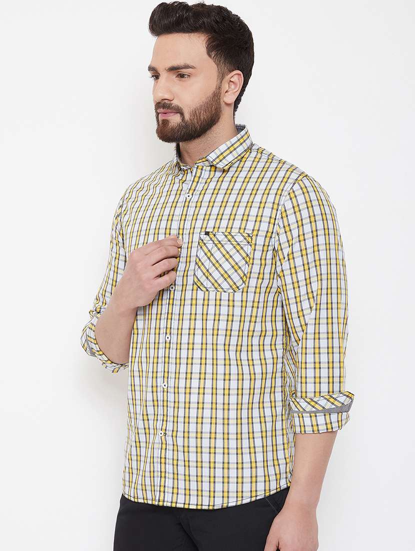 yellow checkered casual shirt - 16865311 -  Standard Image - 1
